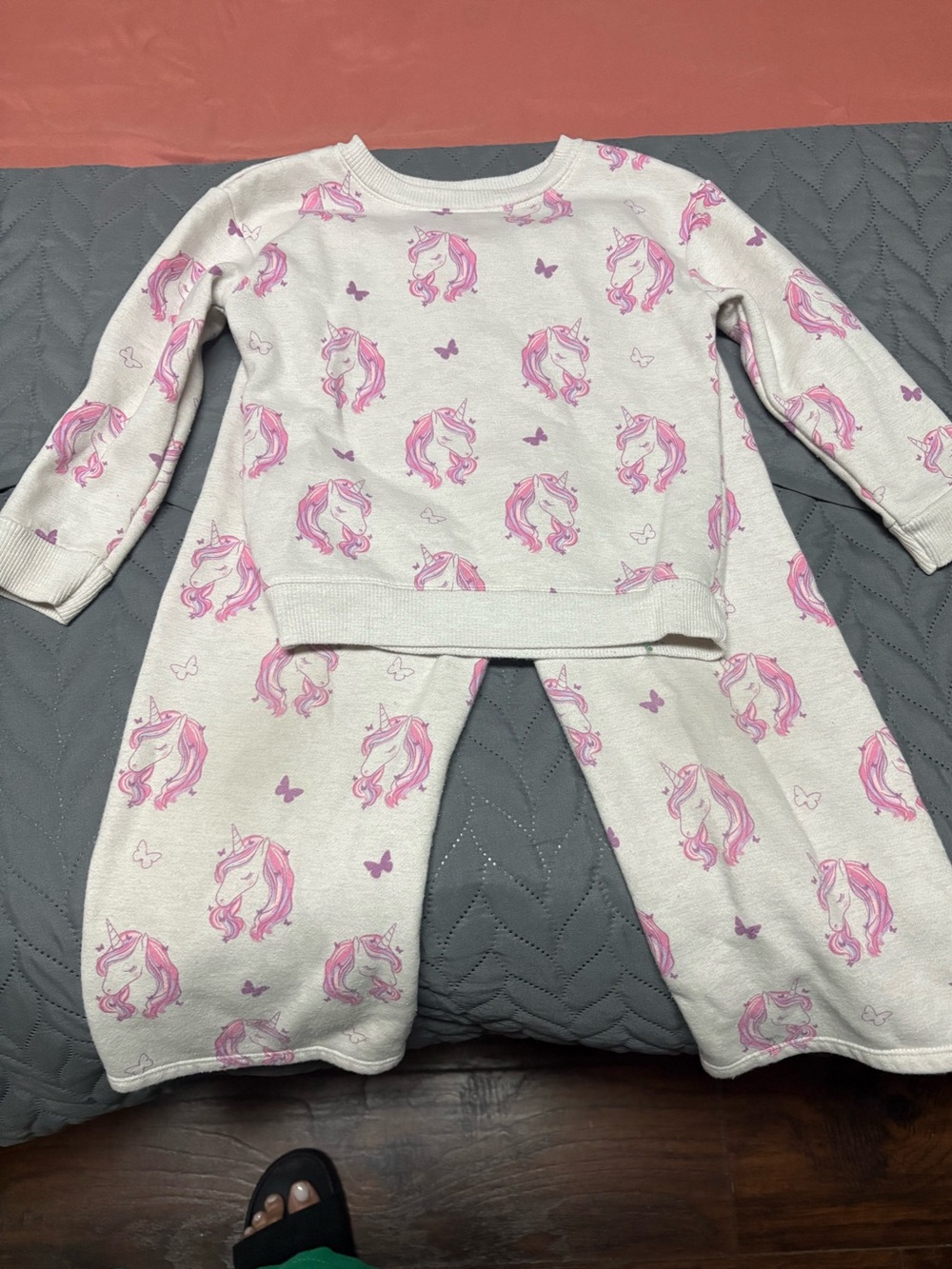 Garanimals White and Pink Unicorn Print Kids Pajama Set